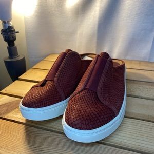 Sofft Beekon Rustic Red Leather Backless Slip-On Sneakers Slides Shoes 6.5